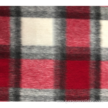 Check Pattern Wool Blended Wool Tartan Fabric Red